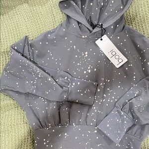 bobi Gray Speckled Hoodie with White Splatter